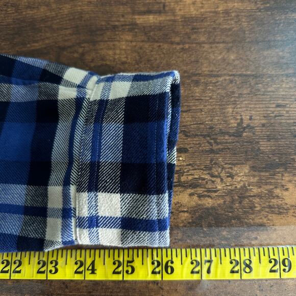 Ralph Lauren Custom Fit Performance Flannel Shirt Large Blue Tartan Plaid Preppy - Picture 5 of 8